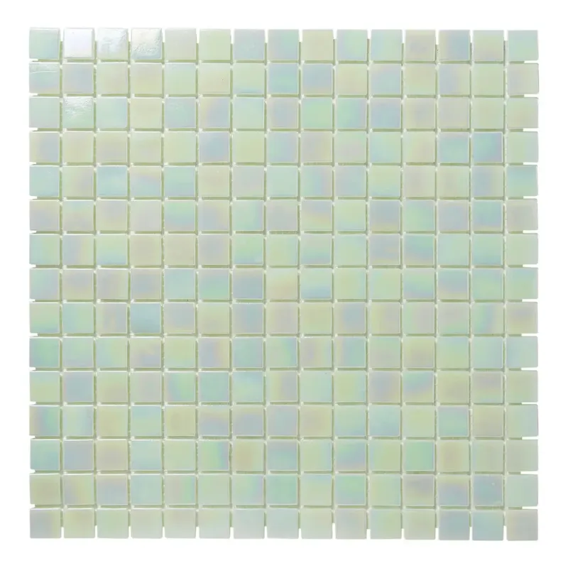 Op = Op The Mosaic Factory Amsterdam vierkante glasmozaïek tegels 32x32 lichtgroen parel