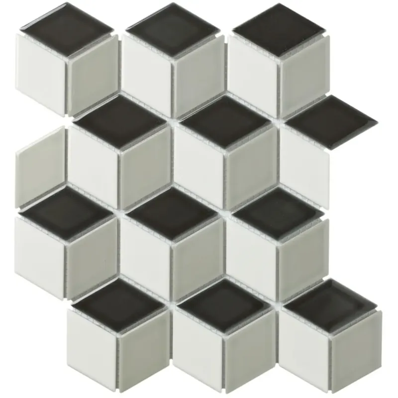 The Mosaic Factory Paris mozaïek tegels 27x31 kubus zwart/wit/grijs Aanbieding