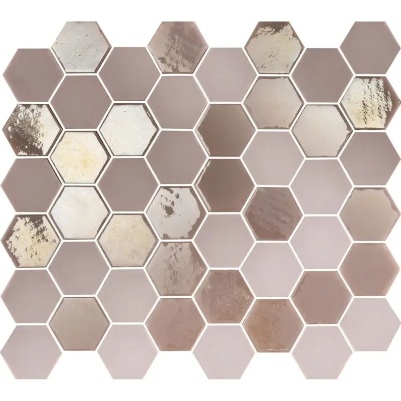 The Mosaic Factory Valencia hexagon glasmozaïek tegels 28x33 roze Merkproduct
