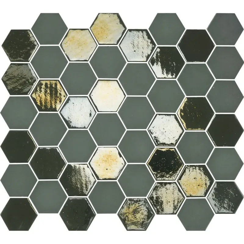 The Mosaic Factory Valencia hexagon glasmozaïek tegels 28x33 khaki Koop Vandaag