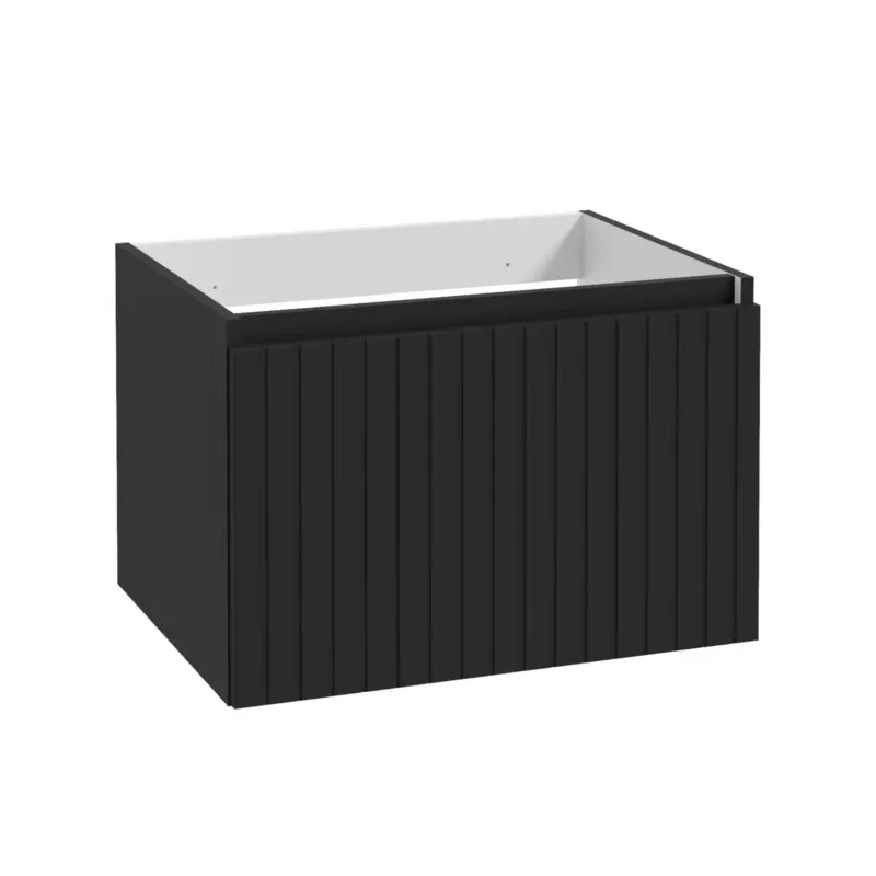 Fontana Versus onderkast 60cm met 1 softclose lade en ribbelfront zwart mat Express Levering
