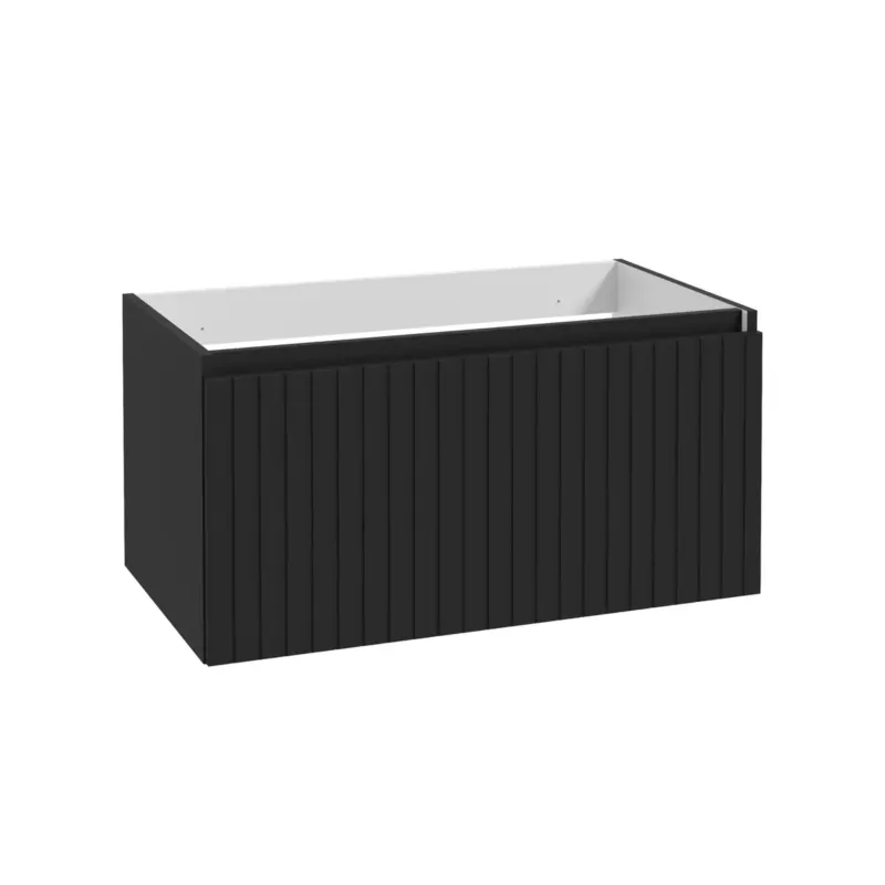 Fontana Versus onderkast 80cm met 1 softclose lade en ribbelfront zwart mat Merkproduct