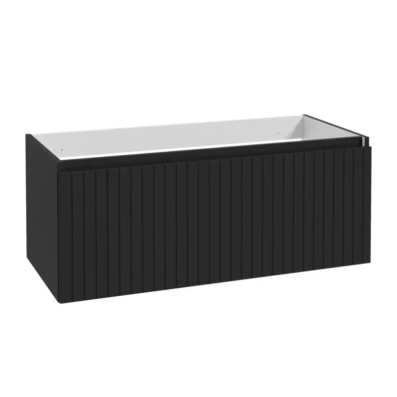 Actieprijs Fontana Versus onderkast 100cm met 1 softclose lade en ribbelfront zwart mat