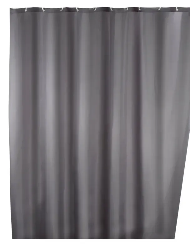 Direct Verzonden Wenko anti-schimmel douchegordijn 180x200cm polyester uni grijs inclusief ringen