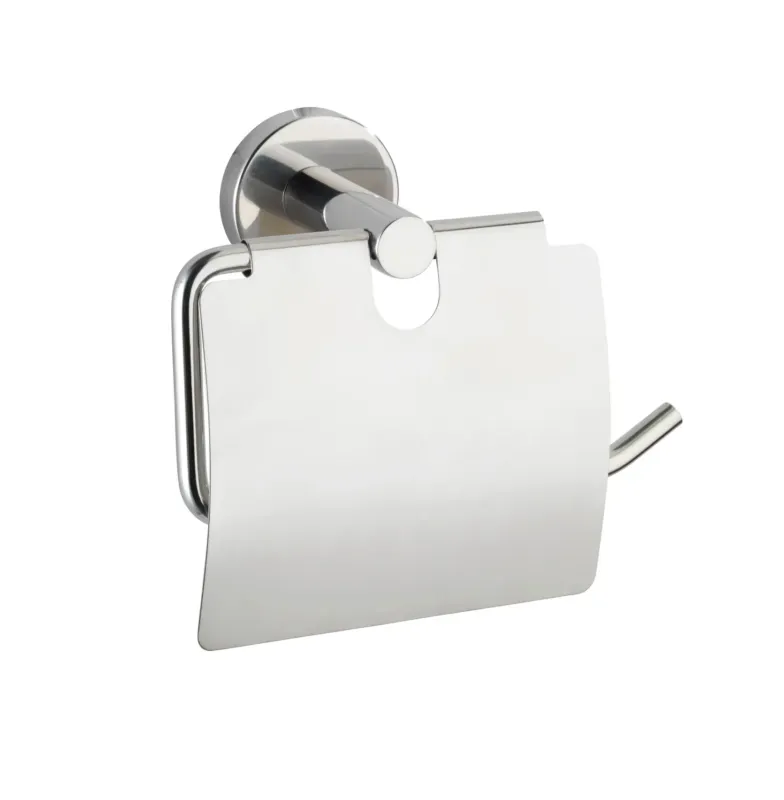 Nu Kopen Wenko Bosio toiletrolhouder met klep RVS glanzend