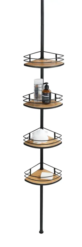 Wenko Dolcedo telescopisch doucherek zwart/bamboe Weekendaanbieding