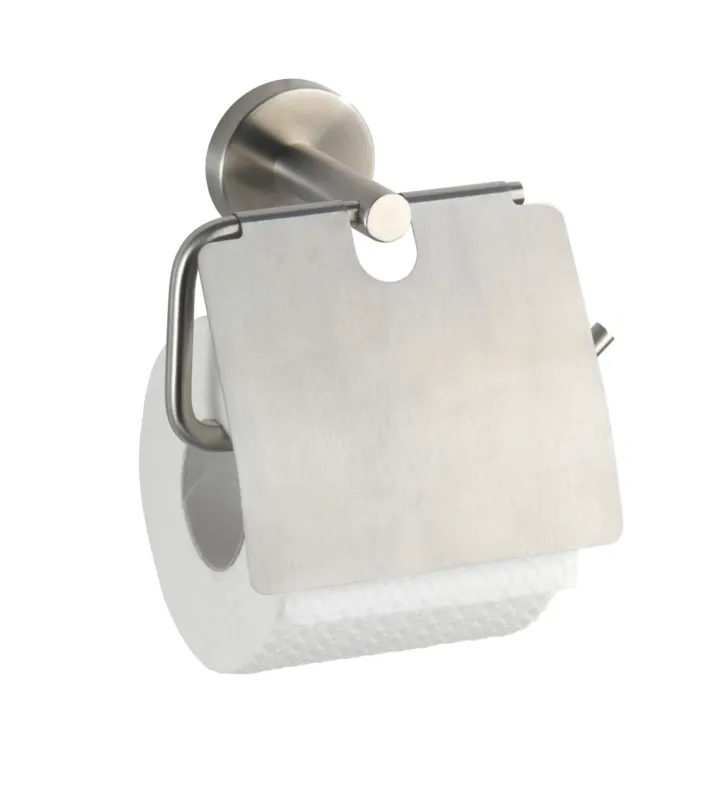 Dagaanbieding Wenko Bosio toiletrolhouder met klep RVS mat