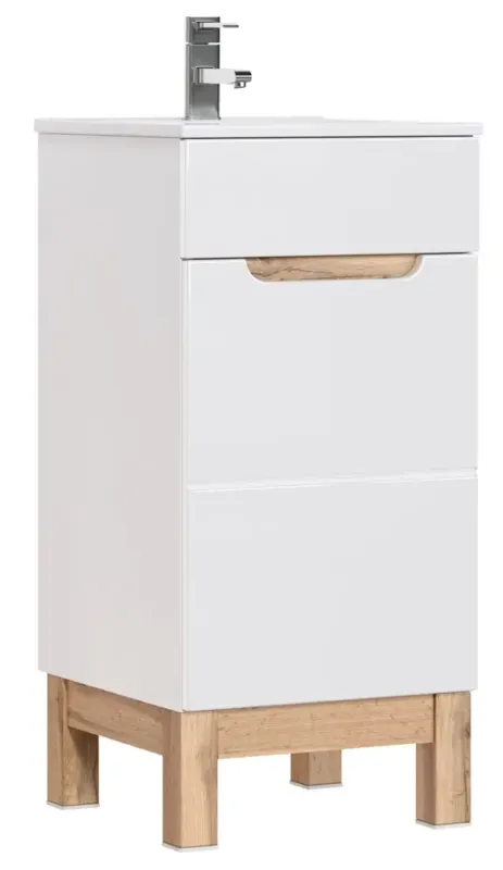 Comad Bali White badkamermeubel 40cm met witte wastafel en kraangat eiken/wit Gratis Retour