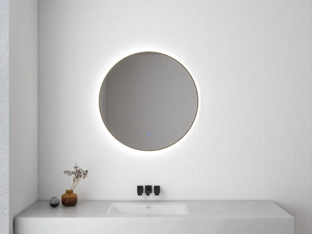 Mueller Novi ronde spiegel met LED verlichting 100cm messing geborsteld Weekendaanbieding