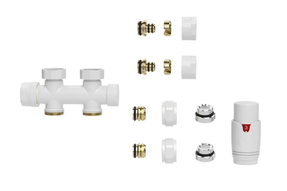 Mueller Nova thermostatisch onderblok radiator set recht glans wit Alleen Vandaag