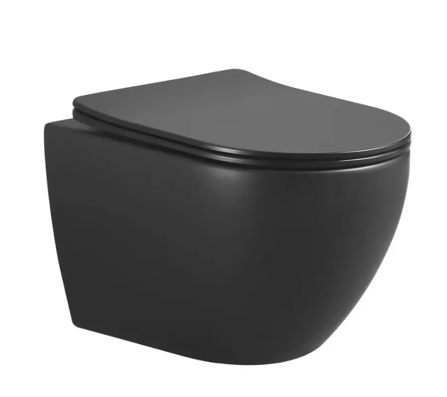 Weekendaanbieding Mueller Rivel rimless verkort toilet met softclose zitting zwart mat