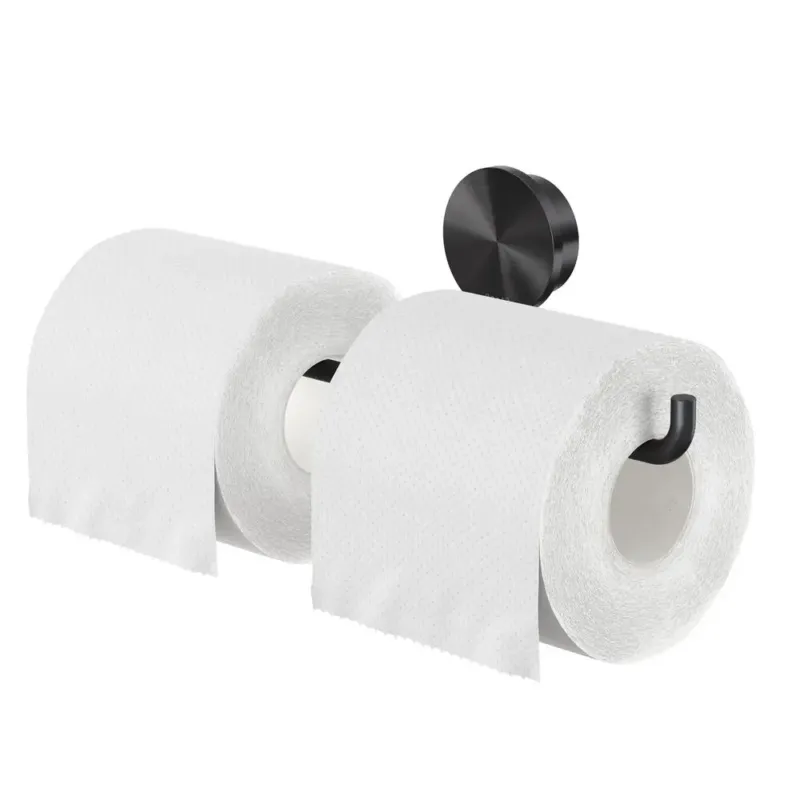Geesa Opal toiletrolhouder dubbel zwart metaal geborsteld Hoge Kwaliteit