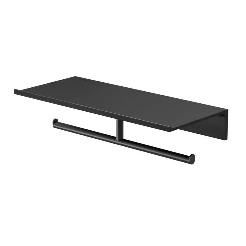 Geesa Leev planchet 28cm met toiletrolhouder zonder klep dubbel zwart Bestel Nu