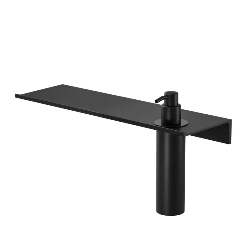 Geesa Leev planchet 40cm met zeepdispenser 200 ml zwart Laatste Kans