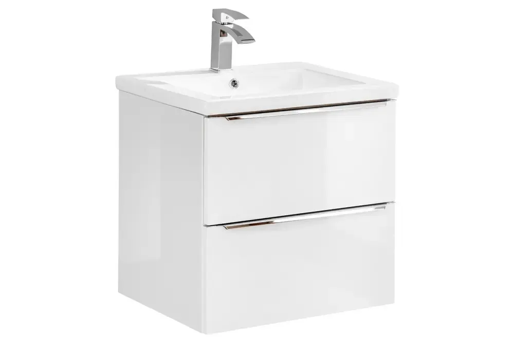 Fabrieksprijs Comad Capri White badkamermeubel 60cm met witte wastafel en kraangat wit/eiken