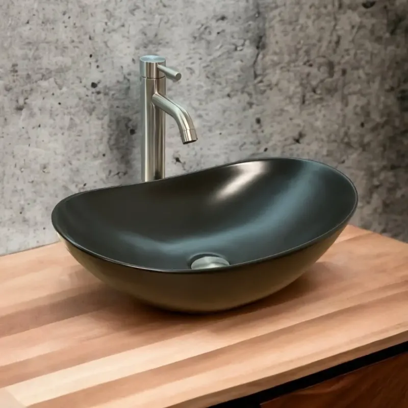 B-Stone Javi keramische waskom 51x33cm zwart Direct Beschikbaar