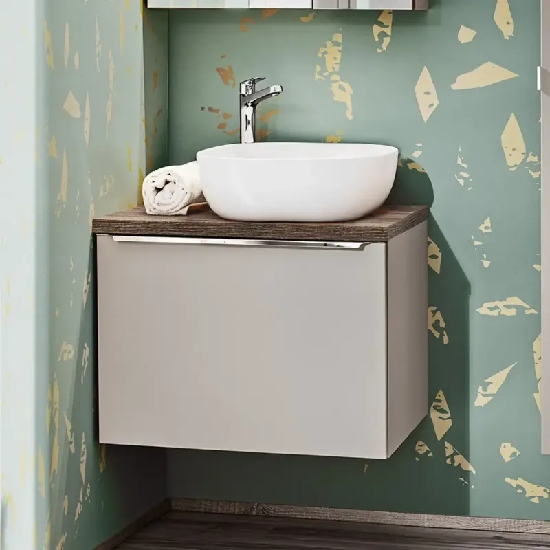 Korting Comad Santa Fe badkamermeubel 60cm met witte waskom taupe eiken