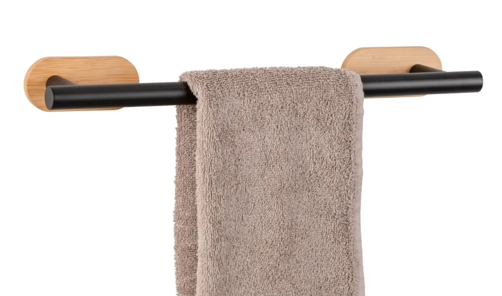 Wenko Orea Turbo-Loc Bamboo handdoekhouder 40cm zwart mat Gereduceerde Prijs