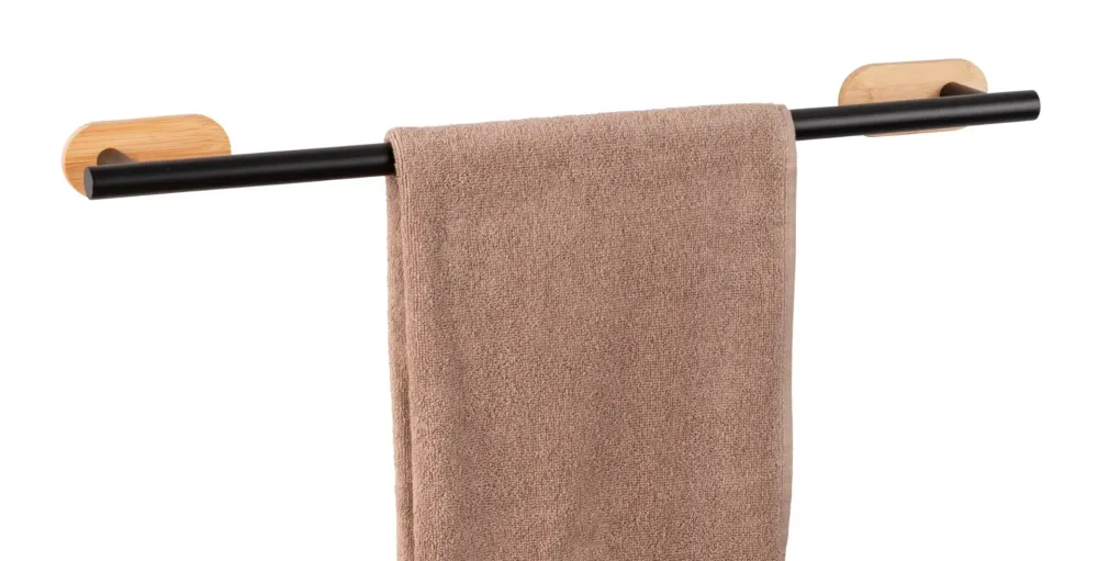 Beperkte Voorraad Wenko Orea Turbo-Loc Bamboo handdoekhouder uno zwart mat