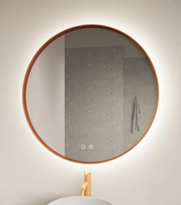 Shop Nu Gliss Design Athena ronde spiegel rosé koper 40cm met verlichting en verwarming
