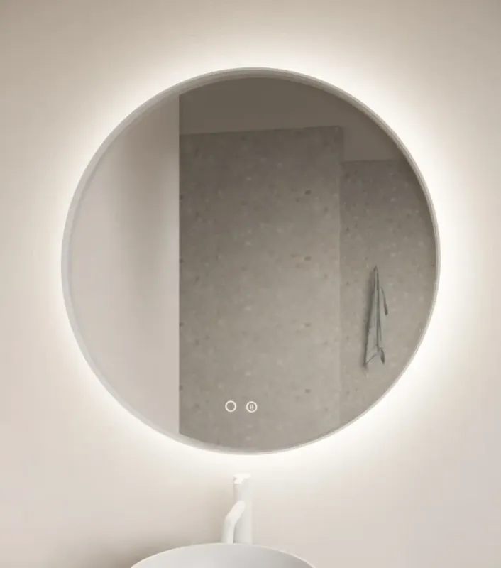 Aanbieding Gliss Design Athena ronde spiegel mat wit 70cm met verlichting en verwarming