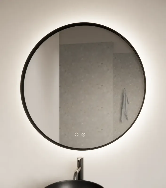 Gliss Design Athena ronde spiegel mat zwart 120cm met verlichting en verwarming Gecertificeerd