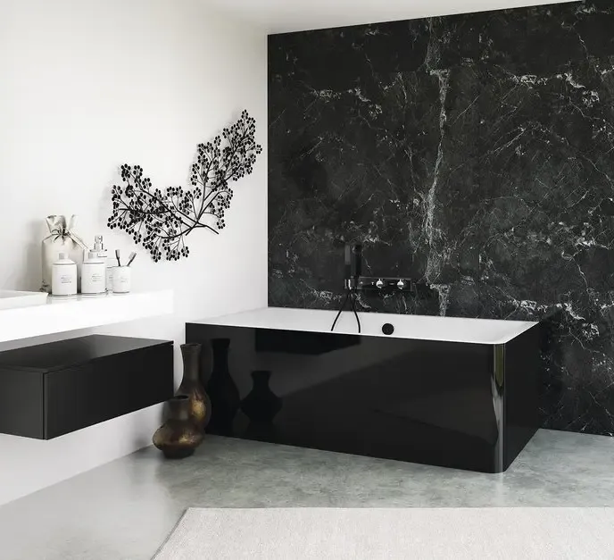Express Levering Polysan Marlene Curve ligbad links 165x75cm zwart