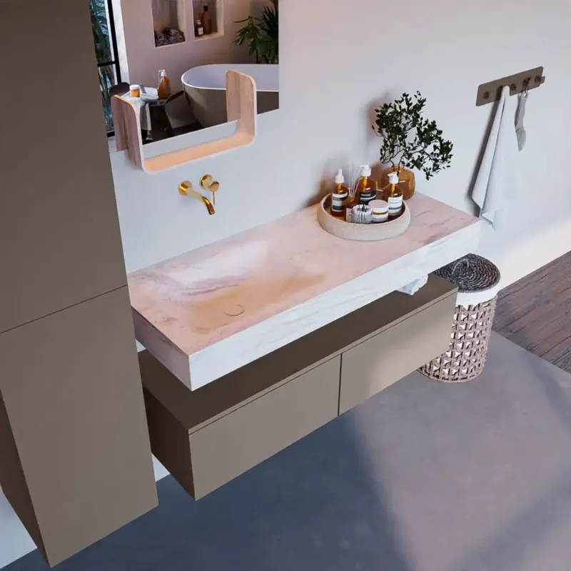Nieuw Mondiaz Alan DLux badmeubel 120cm smoke 2 lades met wastafel ostra links zonder kraangat