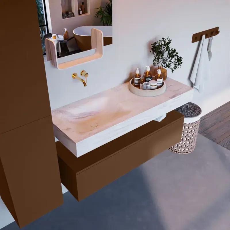 Shop Nu Mondiaz Alan DLux badmeubel 120cm rust 1 lade met wastafel ostra links zonder kraangat