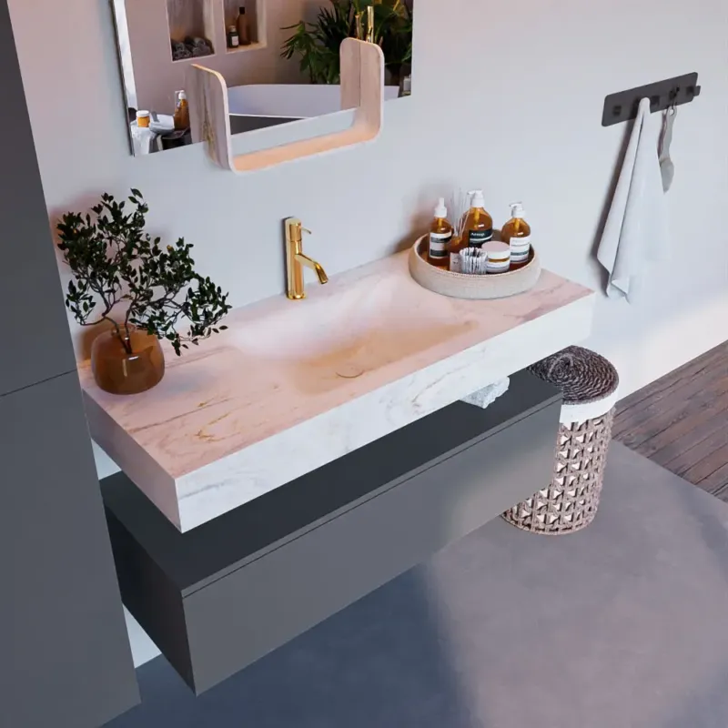 Nieuw Mondiaz Alan DLux badmeubel 110cm plata 1 lade met wastafel ostra midden 1 kraangat