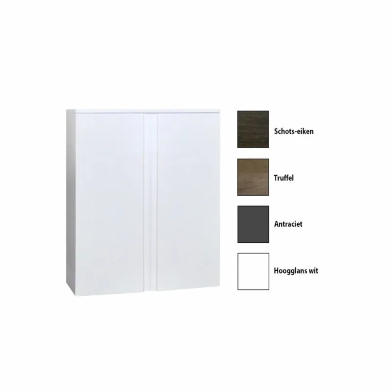 Kolomkast Sanicare Q7 2-Deurs Soft-Closing Greeploos 90x67x32 cm Hoogglans Wit Koop Online