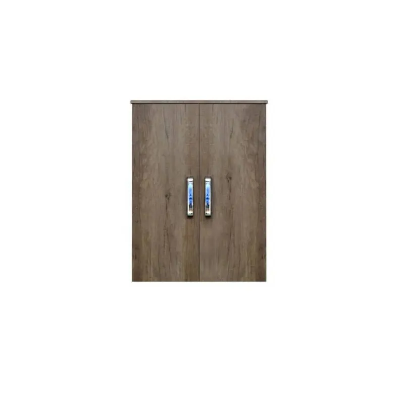 Speciale Aanbieding Kolomkast Dubbel Sanicare Soft-Closing Deuren Chromen Greep 90x67x32 cm Grey-Wood
