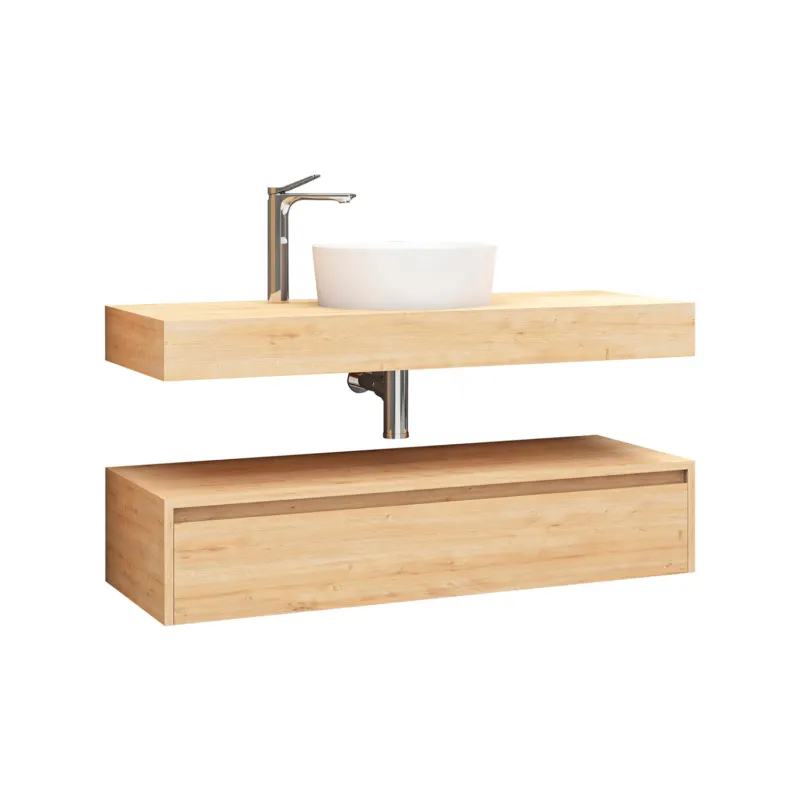 Onderkast Aquasplash Lina met Wastafelblad 120x50cm Licht Eiken Seizoensaanbieding