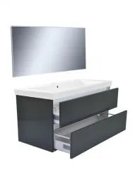 Koop Online Wiesbaden Vision meubelset (incl. spiegel) 100 cm hoogglans grijs