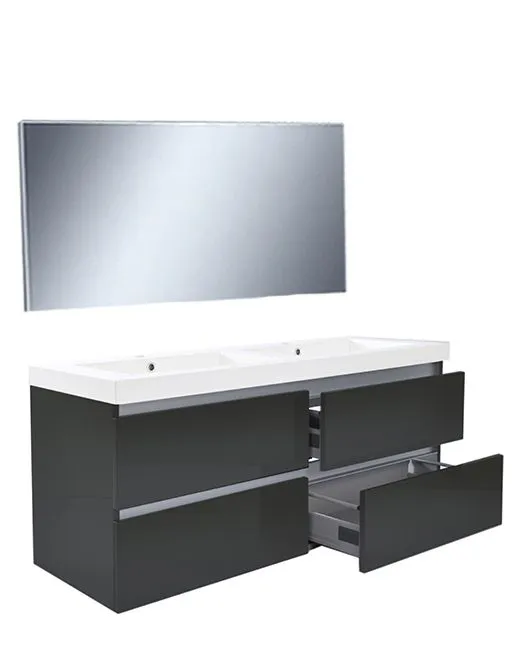 Laatste Versie Luna Meubelset (Incl. Spiegel) 120 Cm Hoogglans Grijs